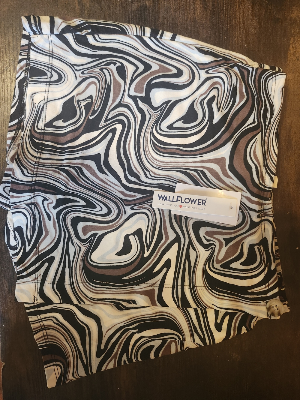 Wallflower Brown Black White Swirl Mini Skirt